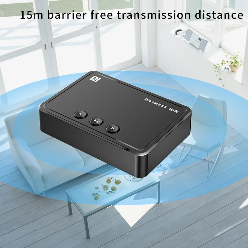 NFC Bluetooth 5.0 Receiver APP Control Headset 3.5M Car Audio Bluetooth Adapter With Remote Control