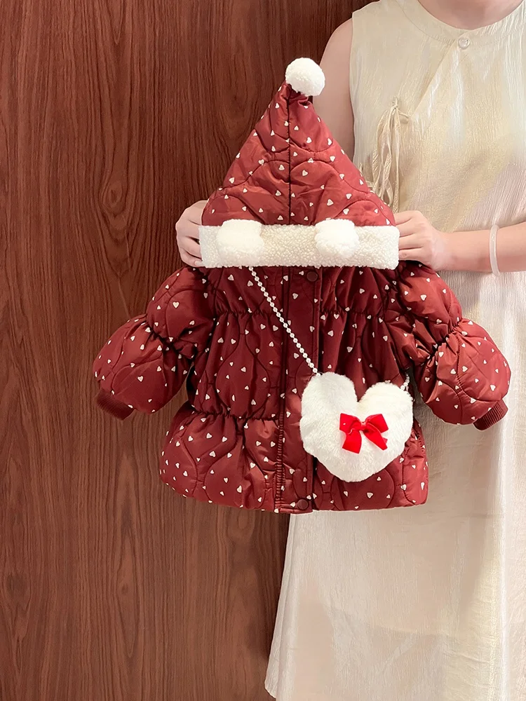 

Girls Cotton Jaet 2025 New Winter Faionable Thiened Hooded Top Baby Autumn Winter Outerwear Baggy Long Sve Zipper Pu...