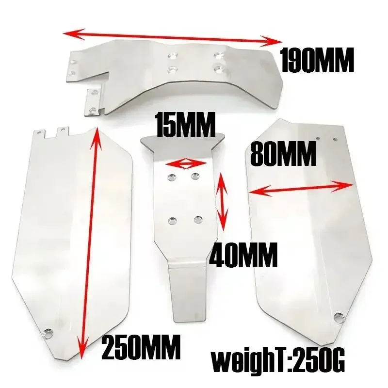 1 Set Metal Chassis Armor for Traxxas 1/10 Slash 727 4x4 – Stainless Steel Bumper & Skid Plate (Full Protection)