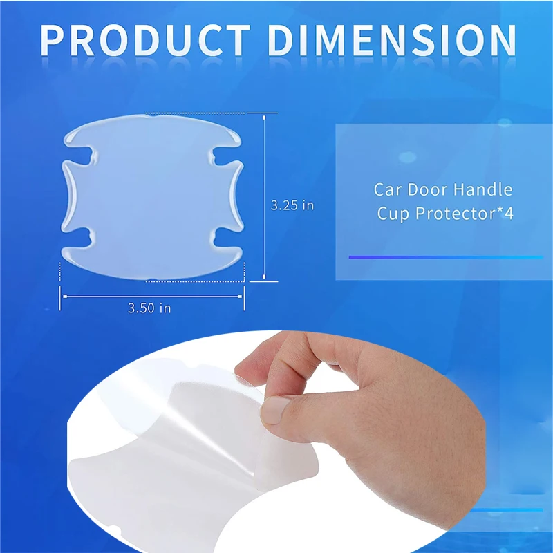 4PCS Car Door Handle Scratch Cup Protector Clear Door Bowl Paint Protection Film Waterproof Anti-Scratch Stickers Universal Fit