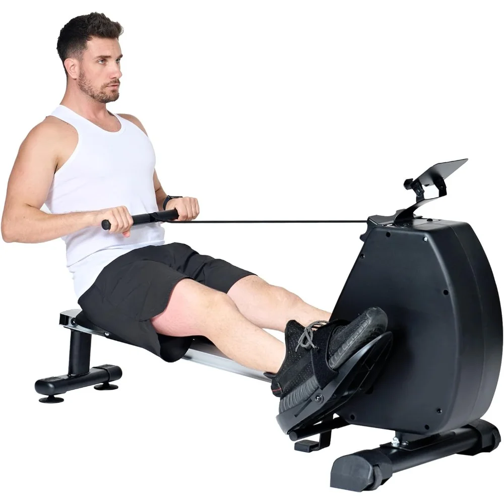 

Rowing Rower Machine Gym Foldable Magnetic 8 Levels of Resistance All Aluminum Alloy Mute Slide Phone/Pad Holder Row Machines