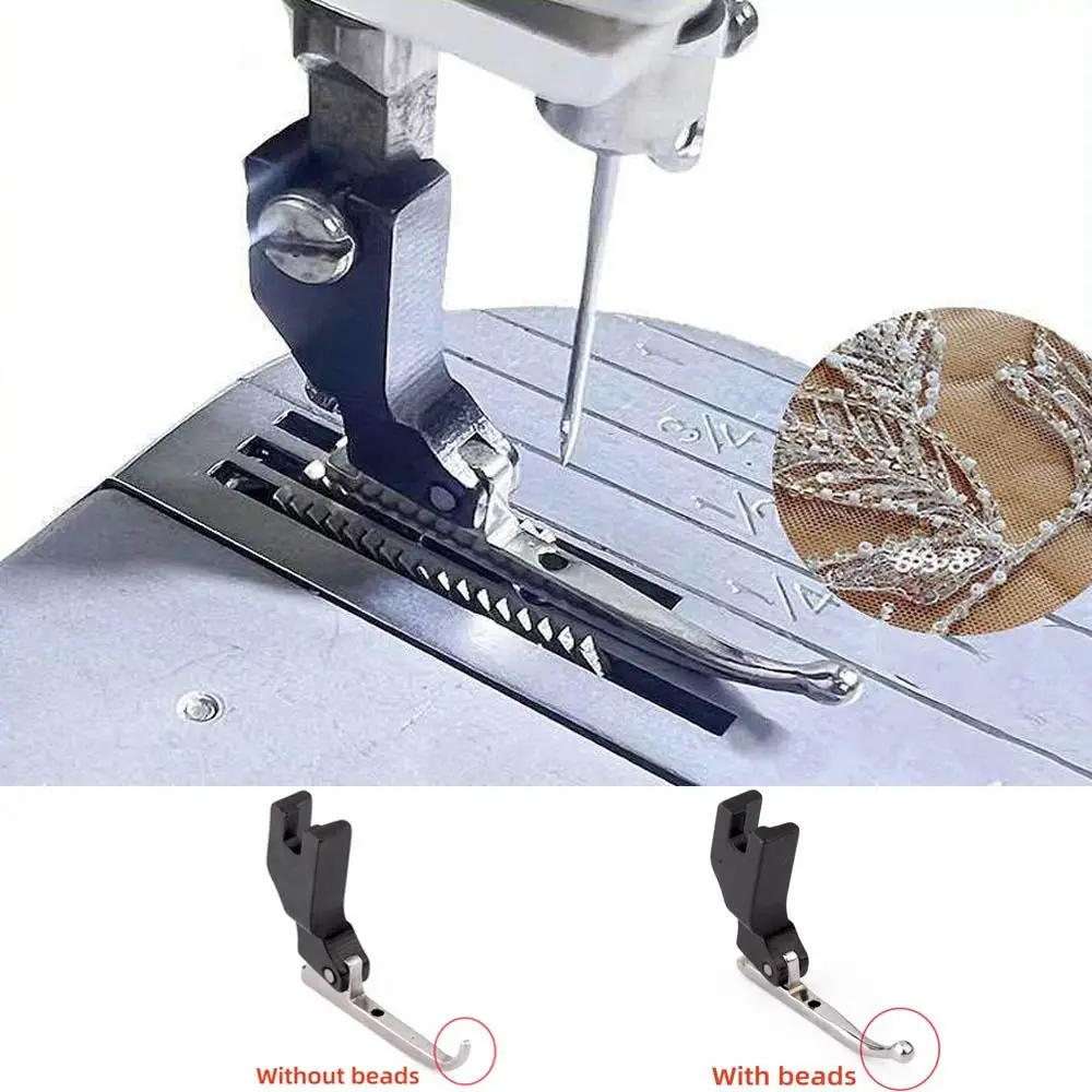 

P369 Специальная прижимная лапка с блестками, стальная прочная прижимная лапка для швейной машины, фиксированная прижимная лапка для свадебного платья без бисера, прижимная лапка для ткани