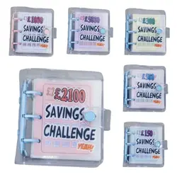 Mini Money Saving Binder 150/500/1000/2100/5000 Pounds Creative Mini Budget Binder PVC Portable Savings Challenges Book