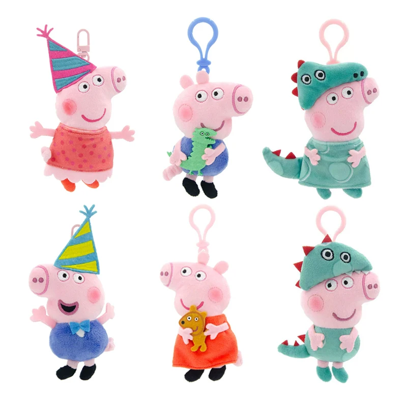 

Новый Оригинальный плюшевый кулон «Свинка Пеппа», детские игрушки, каваи, Джордж, мультфильм, аниме, плюшевый брелок для ключей, подвеска на рюкзак, подарки на день рождения