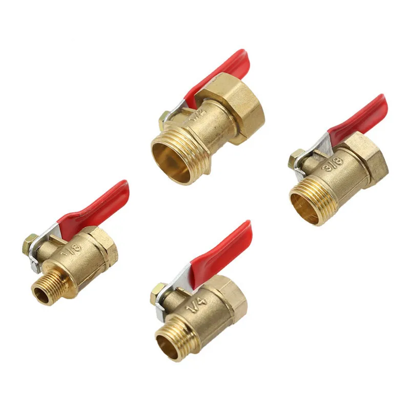 

1/8" 1/4'' 3/8'' 1/2" Female/Male Thread Pneumatic Mini Ball Valve Brass Connector Joint Copper Pipe Fitting Coupler Adapter