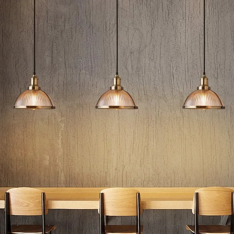 

SANDYHA Retro Industrial Semi Circular Glass Pendant Light Hanging Chandelier for Living Room Dining Table Kitchen Island