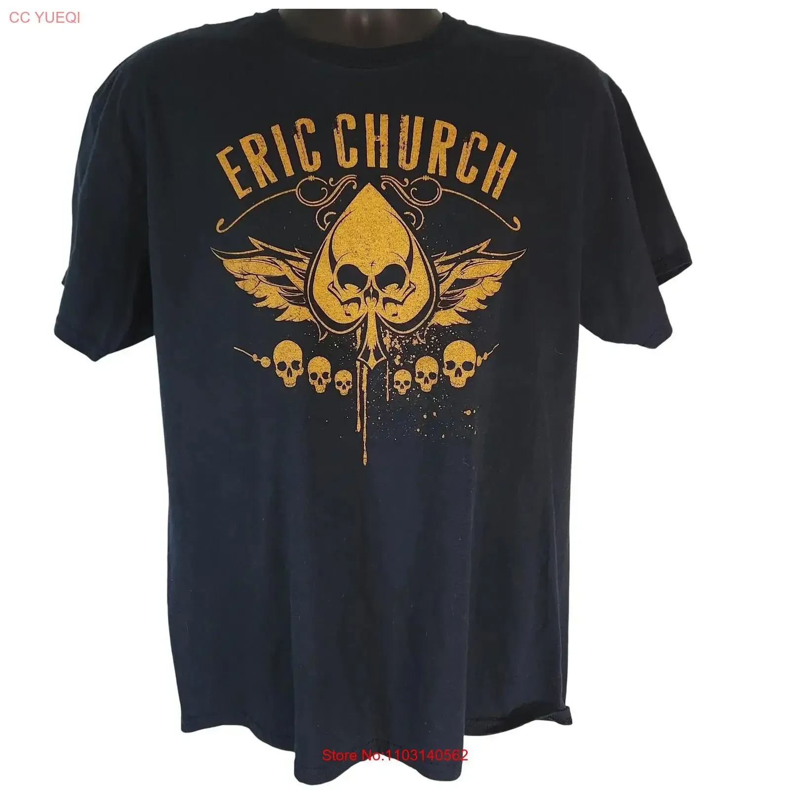 إريك كنيسة 2012 الدم عرق البيرة الحفل تي شيرت ث مواعيد الجولة أسود L خمر غسلها للجنسين تنوعا تنفس عادية