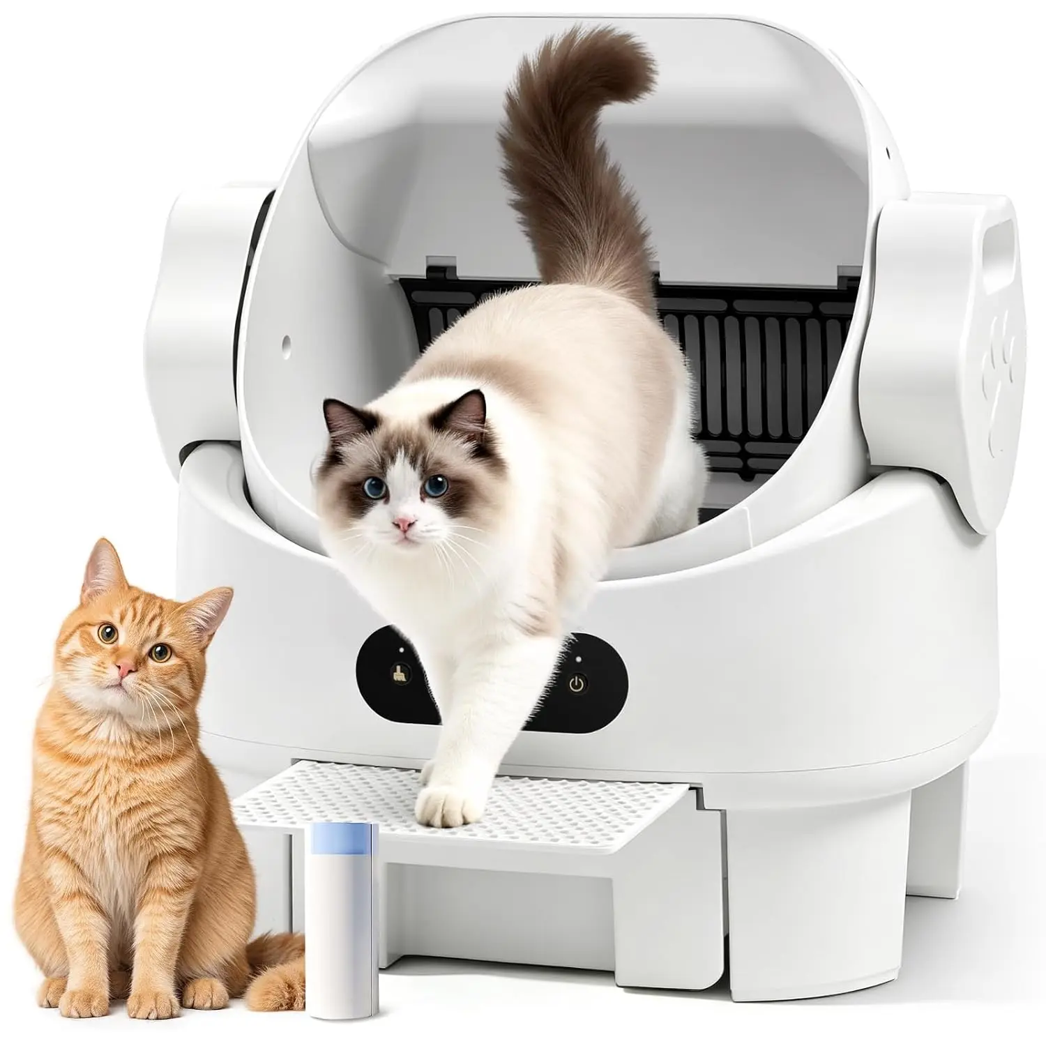 Open Top Automatic Self Cleaning Multiple Cat Litter Box, White