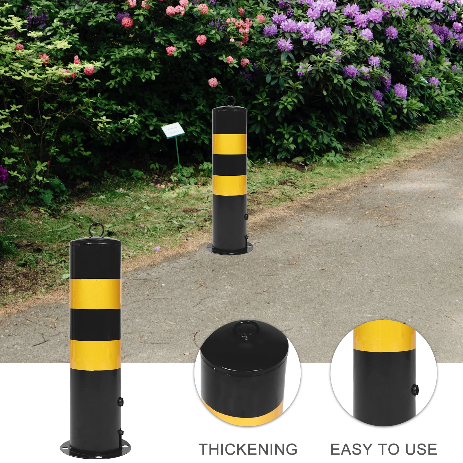 

Steel Safety Bollard Post Protective Railing Driveway Sidewalk Barrier Anti Collision Warning Column Traffic Cones