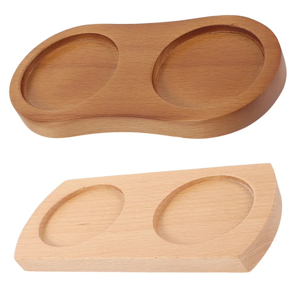 

2 Pcs Wood Pepper Grinder Base Trays Round Rectangle Salt Holder Kitchen Decorations Non Slip Bottom Wooden Condiment