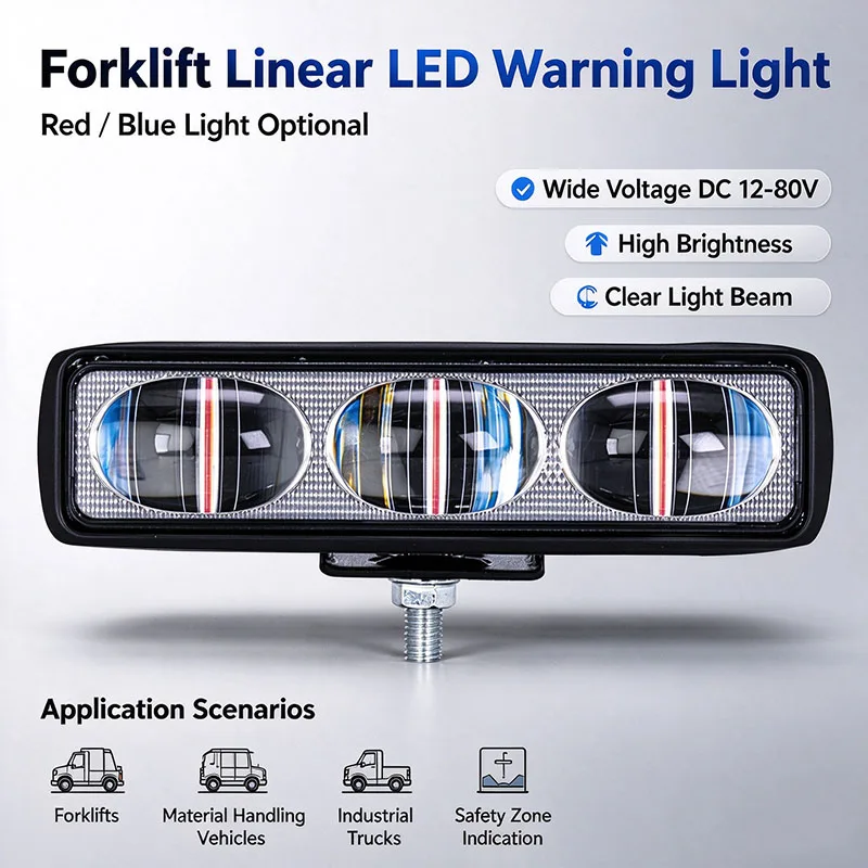LED Forklift Danger Zone Warning Light Red/Blue Line Beam 12V-80V Forktruck Reversing Light for Warehouse Pedestrian Safety