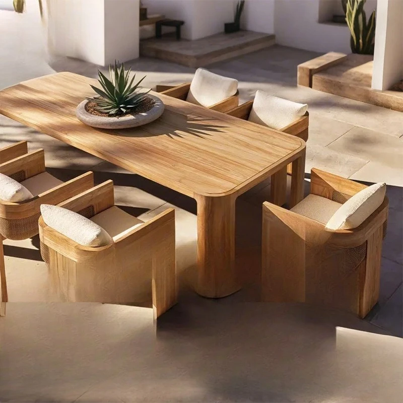 

Outdoor teak tables and chairs, courtyard garden terrace leisure furniture