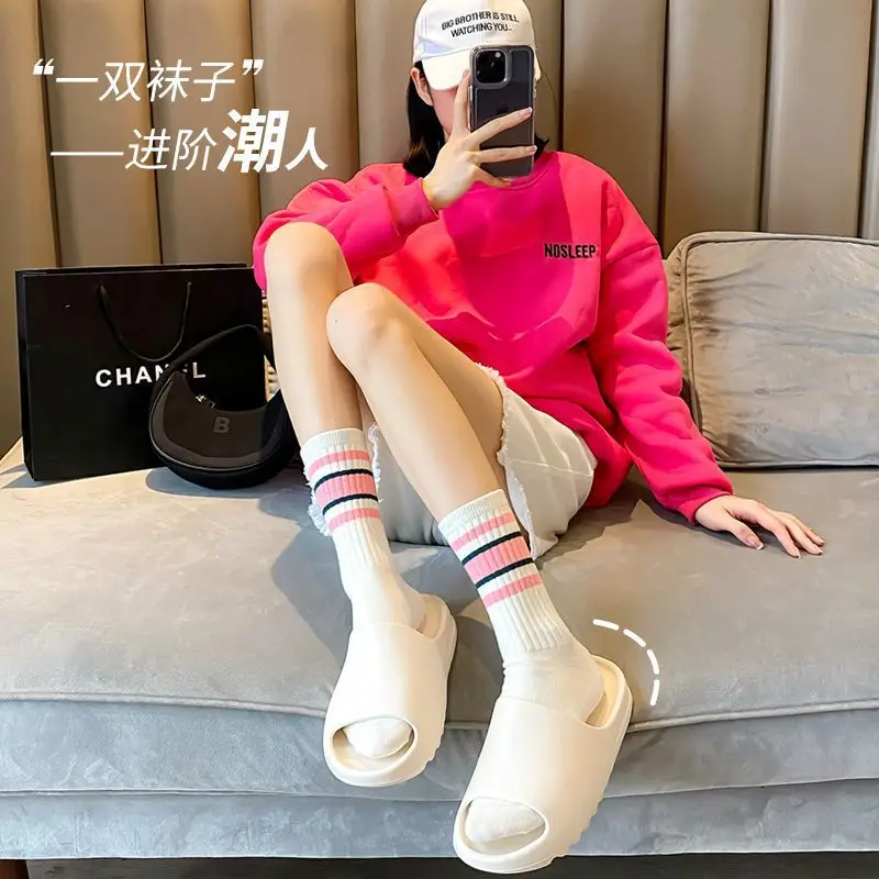 

5 Pairs Men Parallel Bar Striped Socks Versatile Fashionable Creative Soft Comfortable Lightweight Casual Medium Length Socks