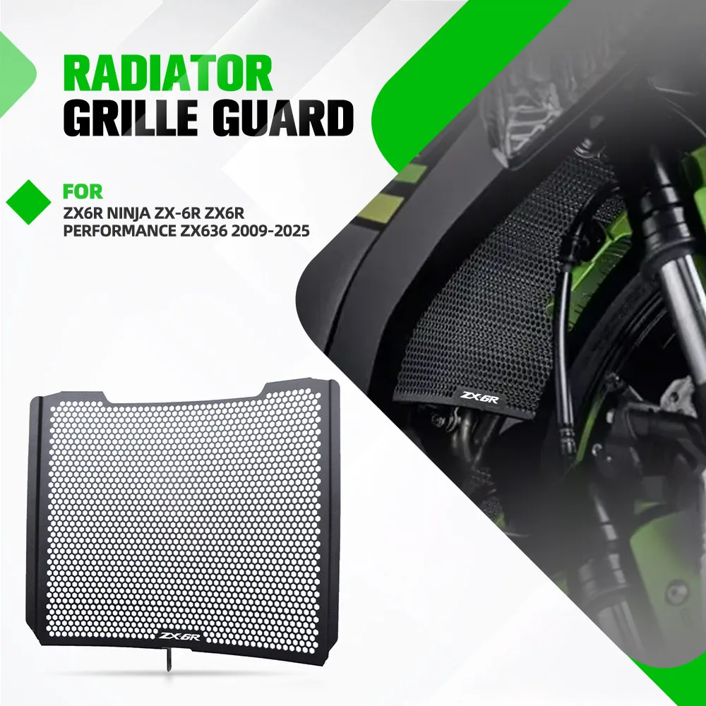 

Motorcycle Radiator Grille Guard Cover Protector Radiator Guard For Kawasaki ZX6R Ninja ZX-6R ZX6R Performance ZX636 2009-2025