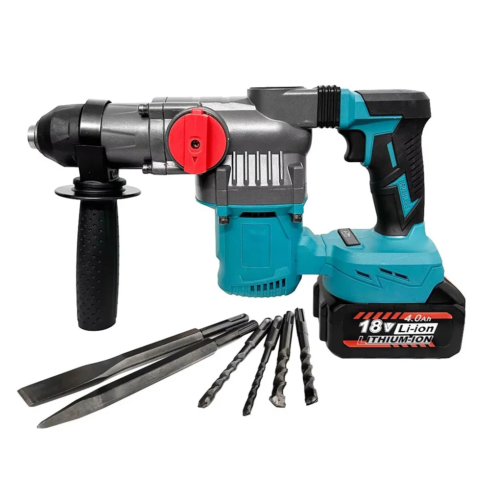 【Hot】18V Heavy  Rotary Hammer Brushless Cordless Electric Hammer SDS-Plus Rechargeable Drill Power Tools With Lithium Batter