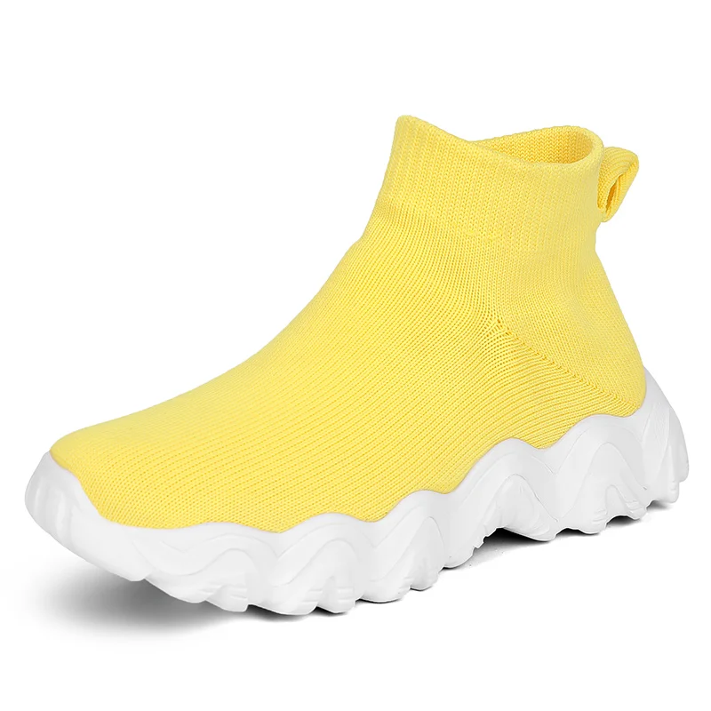 Summer Socks Sneakers Girl Fashion Yellow Running Shoes Boys Mesh Breathable Children's Sports Shoes High top Sneakers For Kids