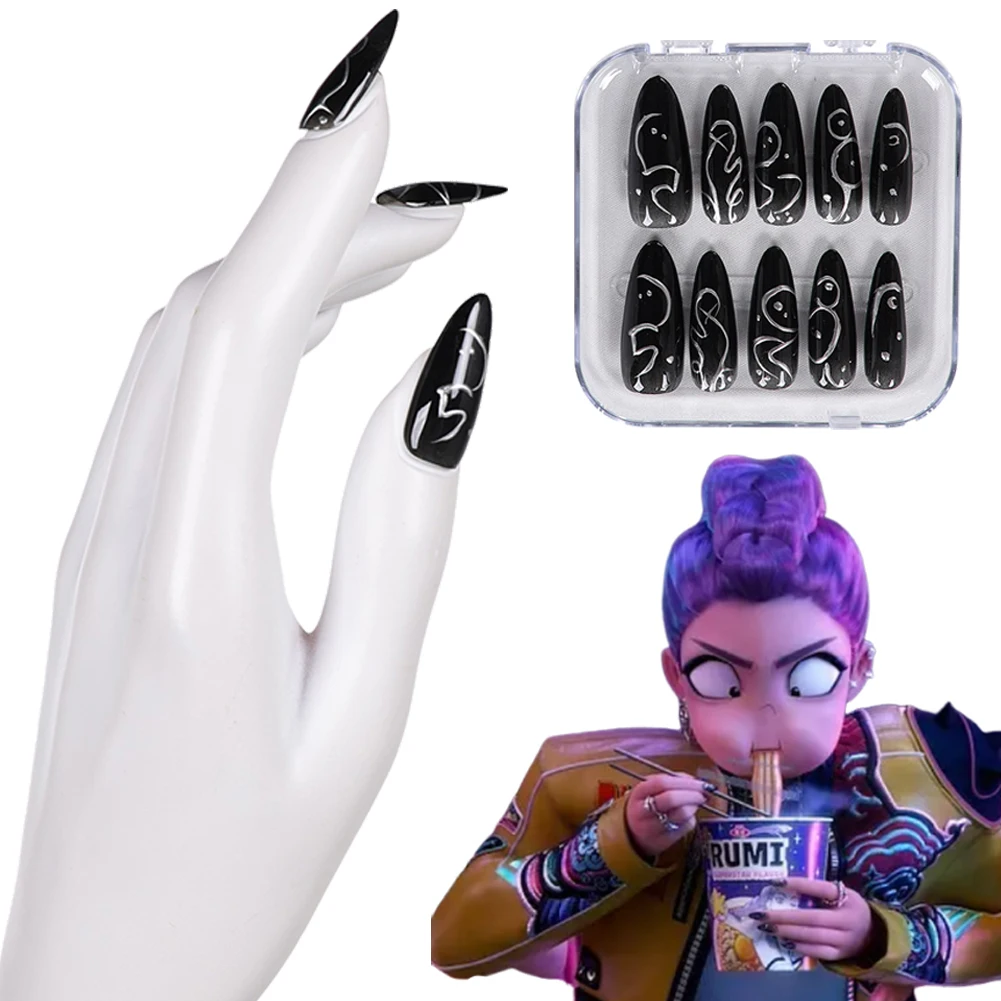 

Fancy Dress Demon Hunter of KPop Rumi Fake Nails Cosplay For Women Nail Art Tips 2025 Movie Costume Accessories Woman Prop Gifts