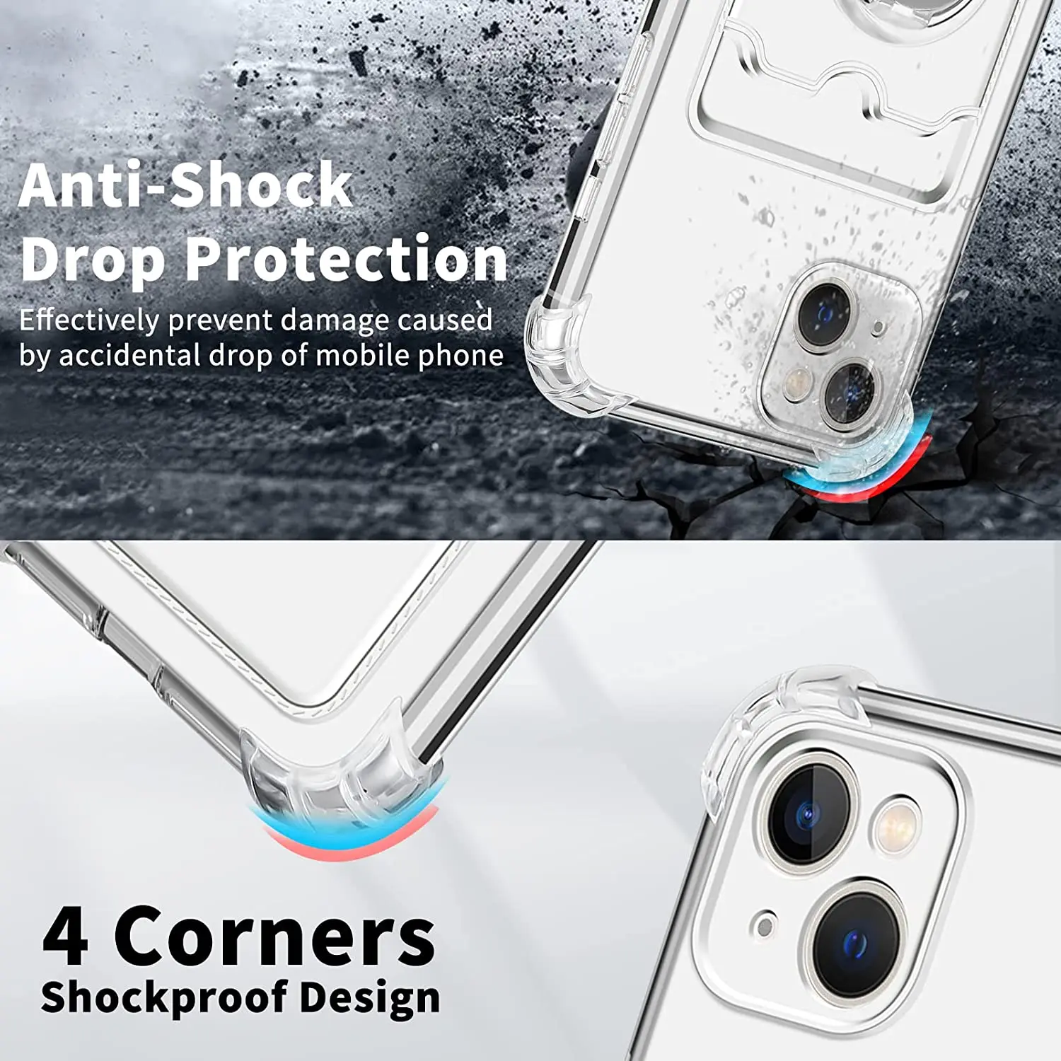 Ring Holder Card Slot Shockproof Soft TPU Clear Case For Huawei Mate 50 Pro 40 30 P50 P60 P40 Honor 50 70 80 X8 Nova 9 10SE