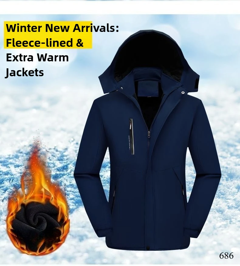 

New Men's Winter Jacket, Thick Fleece Lined Waterproof Windproof Loose Fit Warm Parka Coat