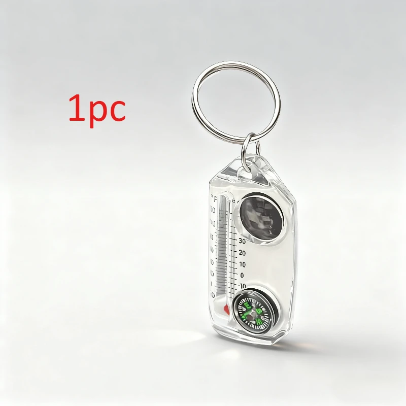 3-in-1 Keychain, Equipped with A Liquid Free Thermometer, Reliable Compass, and Magnifying Glass Suitable for Travel and Camping view 5