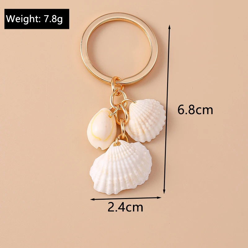 Modischer Sommer-Strand-Muschel-Schlüsselanhänger für Autoschlüssel, Souvenir-Geschenke, Damen- und Mädchen-Handtaschenanhänger, Schlüsselringe, DIY-Schmuckgeschenke – Detail 1