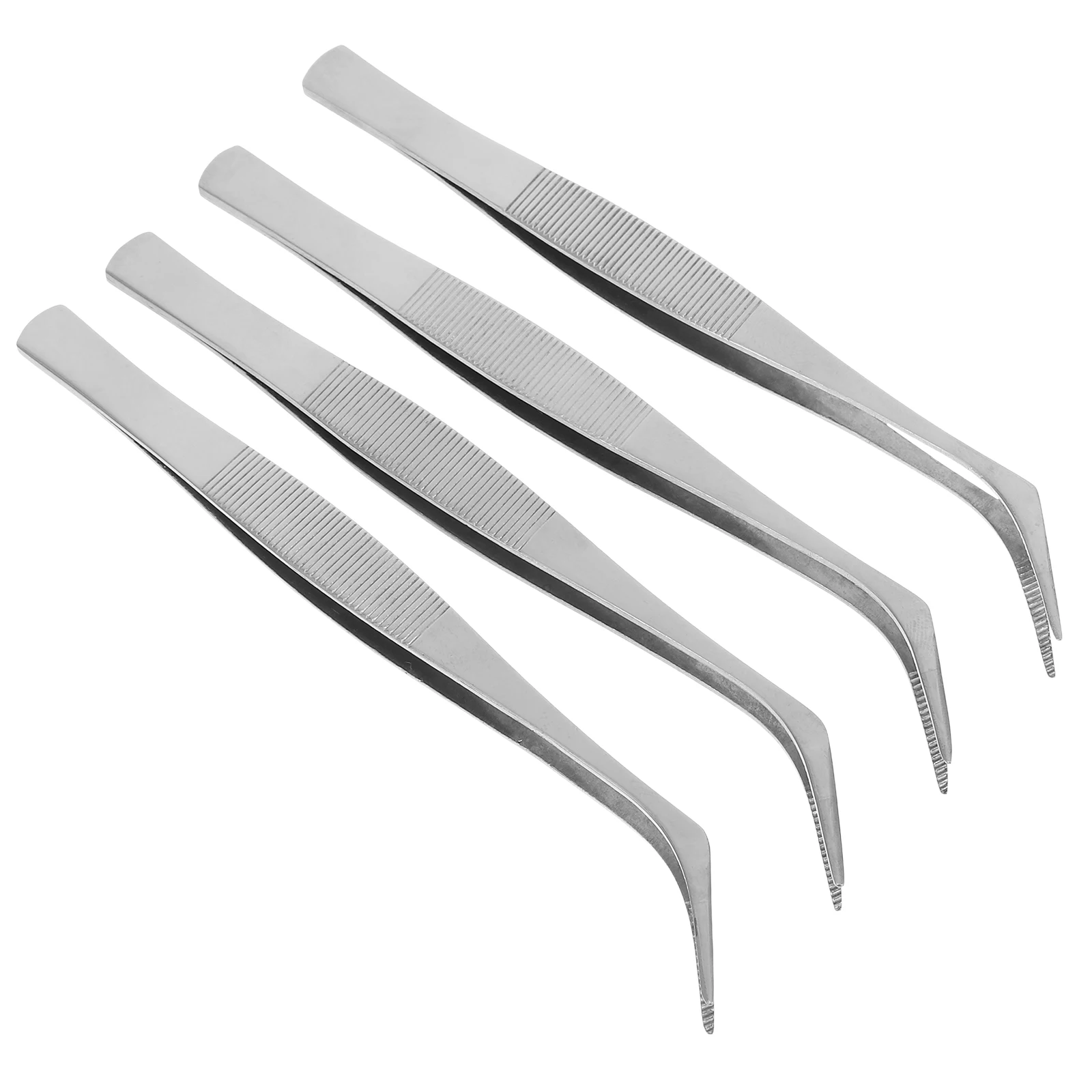 

4pcs 4Cm Stainless Steel Anti-Static Precision Tweezers Bend Tip For Electronics Repair Jewelry Making Lab Work Industrial Tool