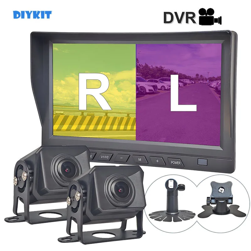 

DIYKIT 1920x1080 7-дюймовый AHD IPS 2-канальный экран Автомобильный монитор заднего вида Водонепроницаемая резервная автомобильная камера Starlight AHD Запись видео
