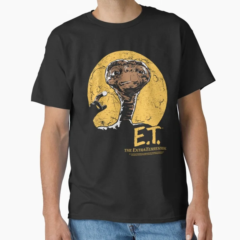 

et moon frame E.T. The Extra Terrestrial Vintage Sic-Fi gift t shirt Retro Cartoon Alien Graphic clothes All size Tops