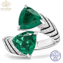 WUIHA Vintage 100% 925 Sterling Silver Emerald Lab Sapphire Wedding fidanzamento Cocktail anelli regolabili gioielleria raffinata all'ingrosso