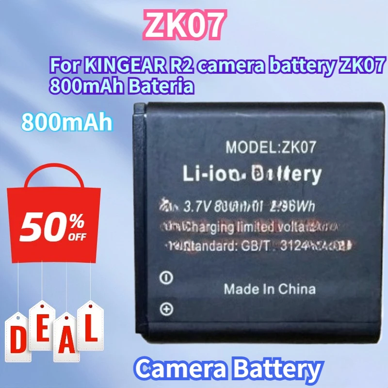 New Battery for KINGEAR R2 Camera Digital Lithium Battery ZK07 3.7V 800mAh 2.96Wh Bateria Long-lasting  Rechargeable Accessories