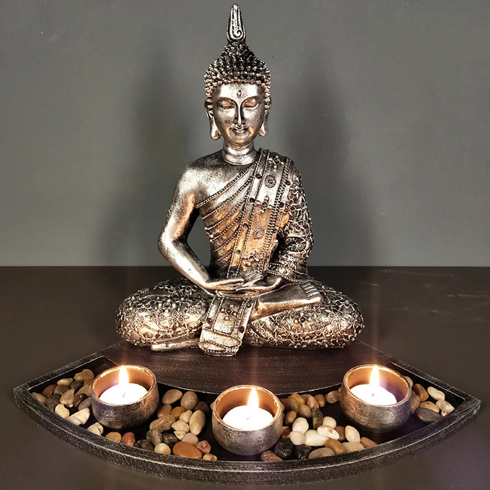 Holders Desktop Adornment for Beauty Salon Stand Buddha Statue Figurine Candlestick