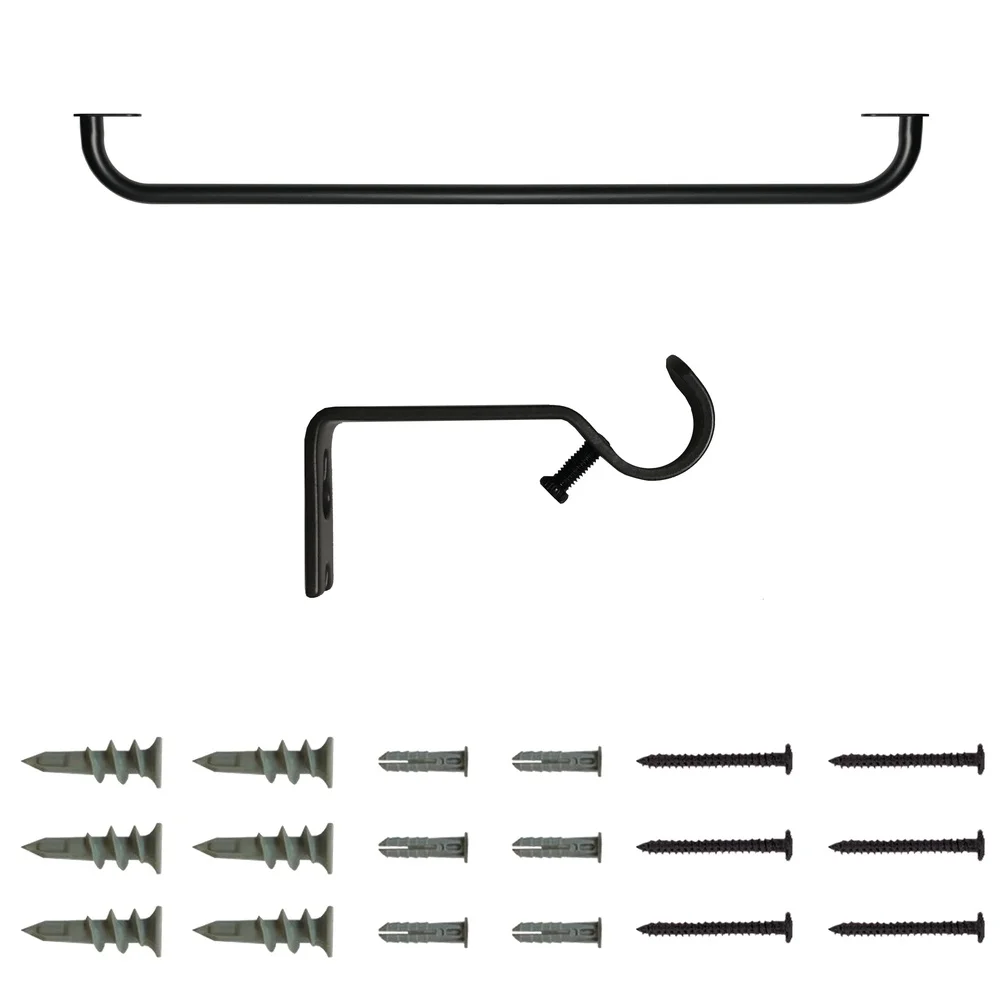 Matte Black Room Darkening Wrap Around Curtain Rod Adjustable 30-84 Inches Energy Efficient Noise Reducing Easy Install Hardware