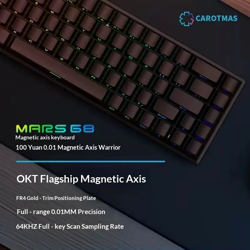 CAROTMAS MARS68 Series Magnetic Switch Gaming Keyboard 68-Key 64K Scanning Rapid Trigger RGB Wired Wireless