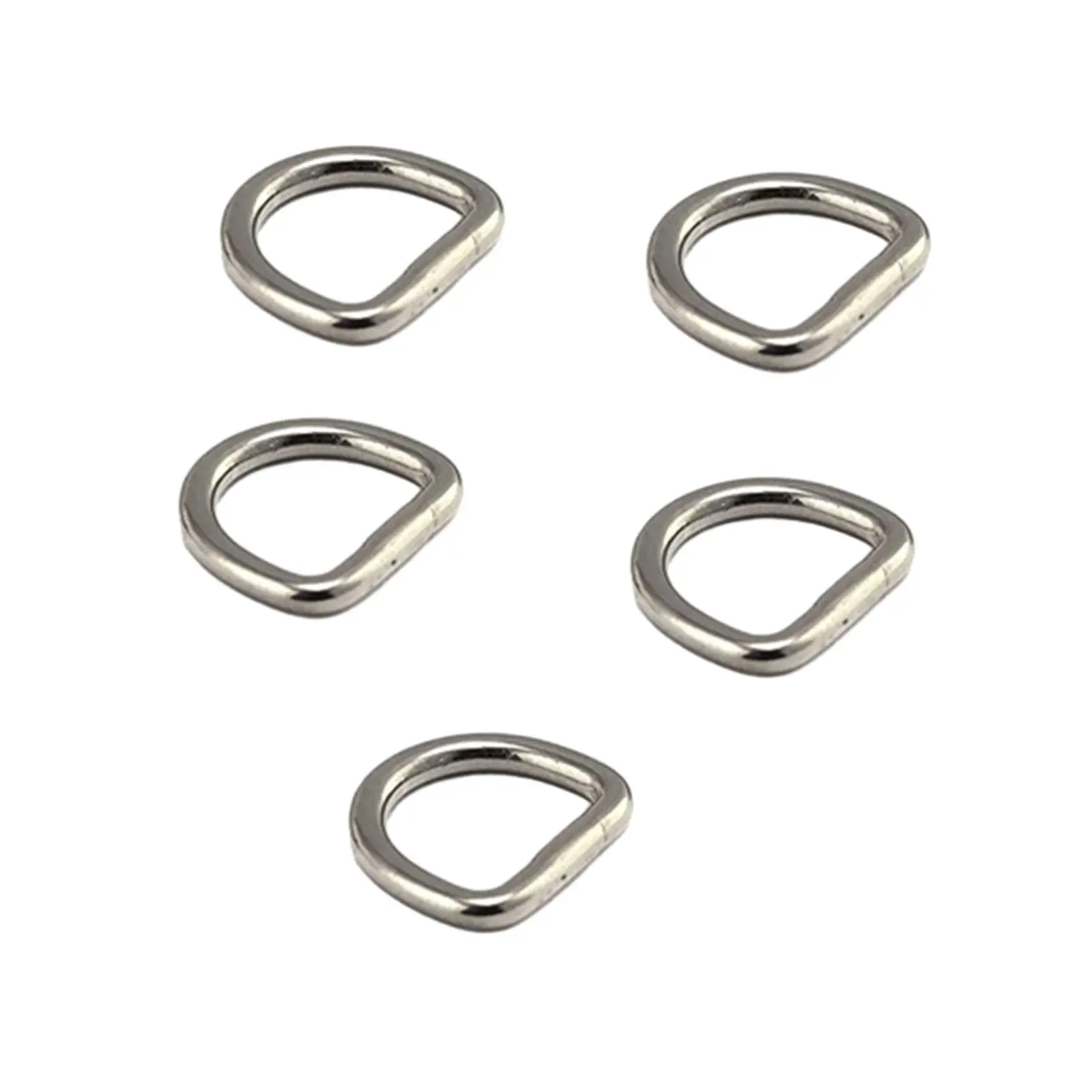 2x 5x Welded Heavy D Rings D Shape Buckle Stainless Steel Metal Loops Buckles D Shape Rings for Sewing Webbing Tote Accessories