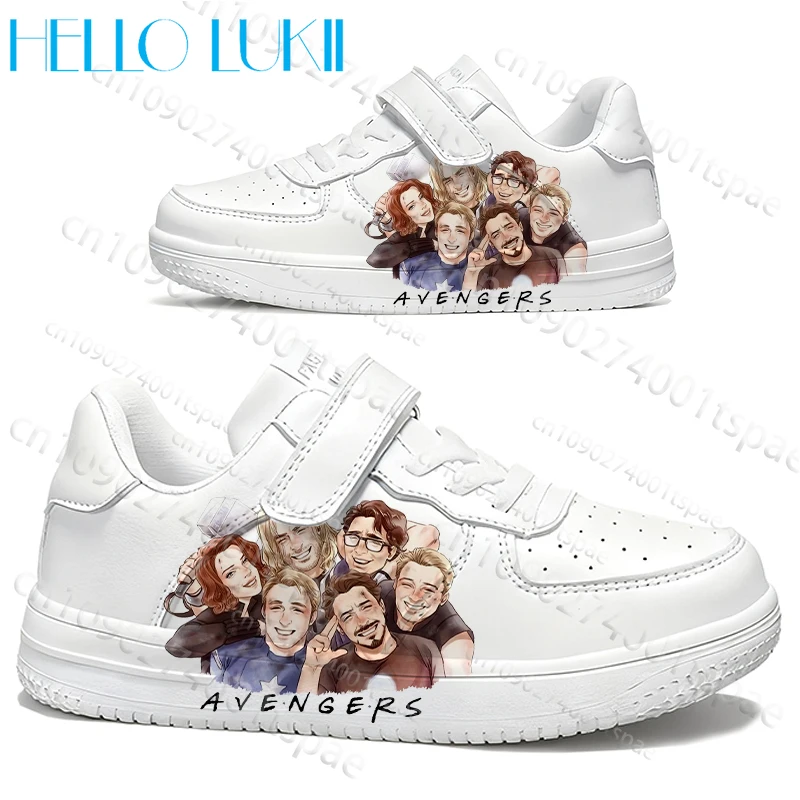 

Новые кроссовки для тенниса и спорта 2026 года «Мстители» для мальчиков и девочек, из искусственной кожи, для активного отдыха, удобные прогулочные туфли, подарок на день рождения