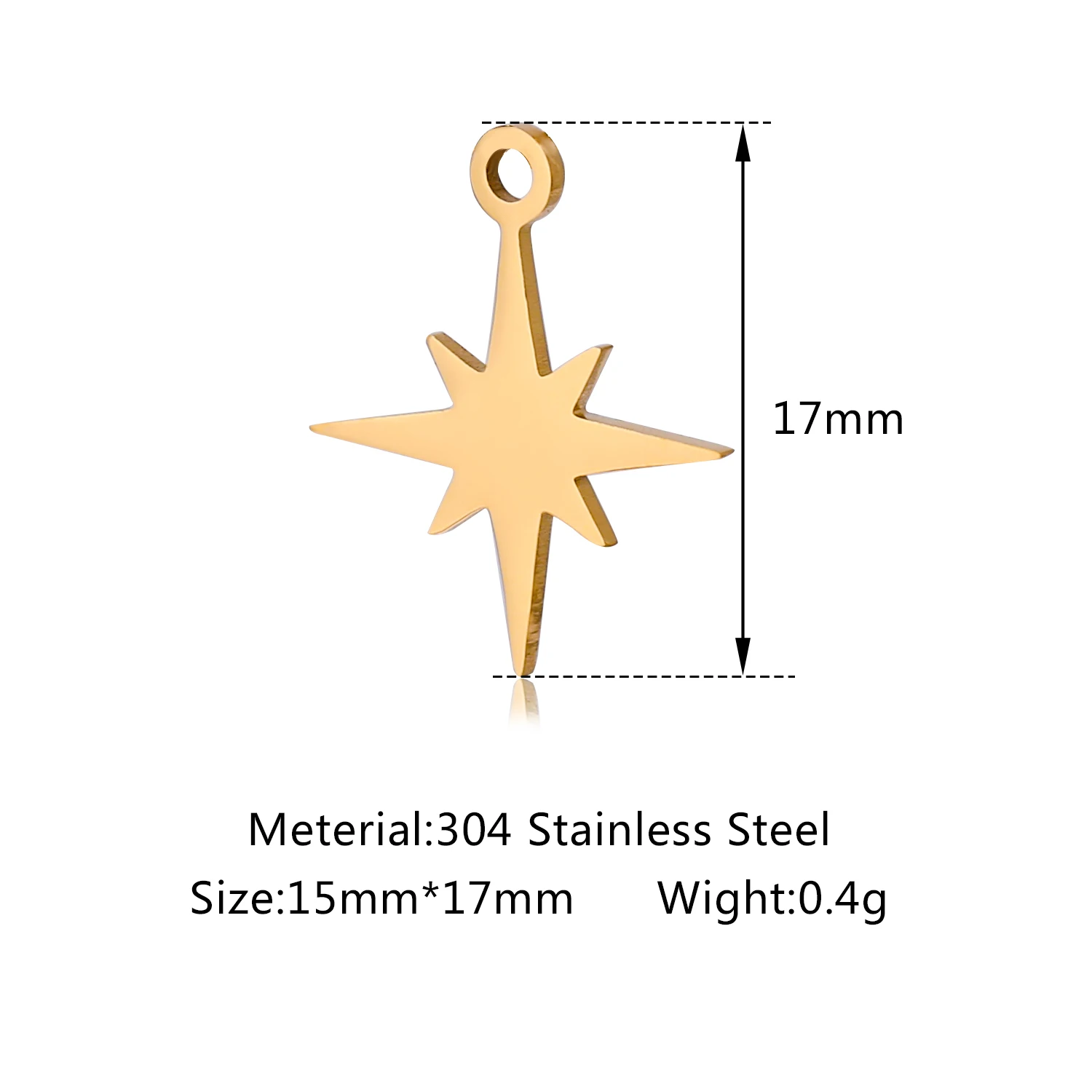 DOOYIO 5pcs/Lot Stainless Steel Charms Octagonal Star DIY Titanium Steel Single Hole With Ring Pendant Jewelry Accessories