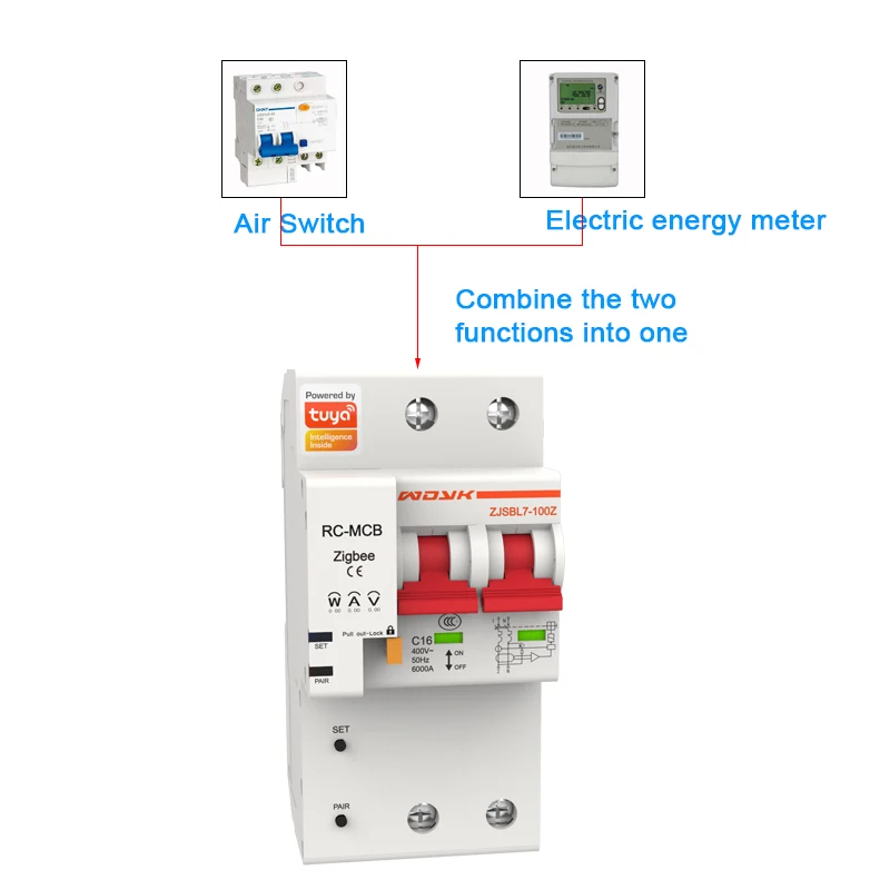 Imagem -04 - Zigbee Tuya Smart 1p 2p 3p 4p Disjuntor Energia Power Consumption Meter Monitor Kwh Wattmeter220v 380v Trabalhar com Alexa