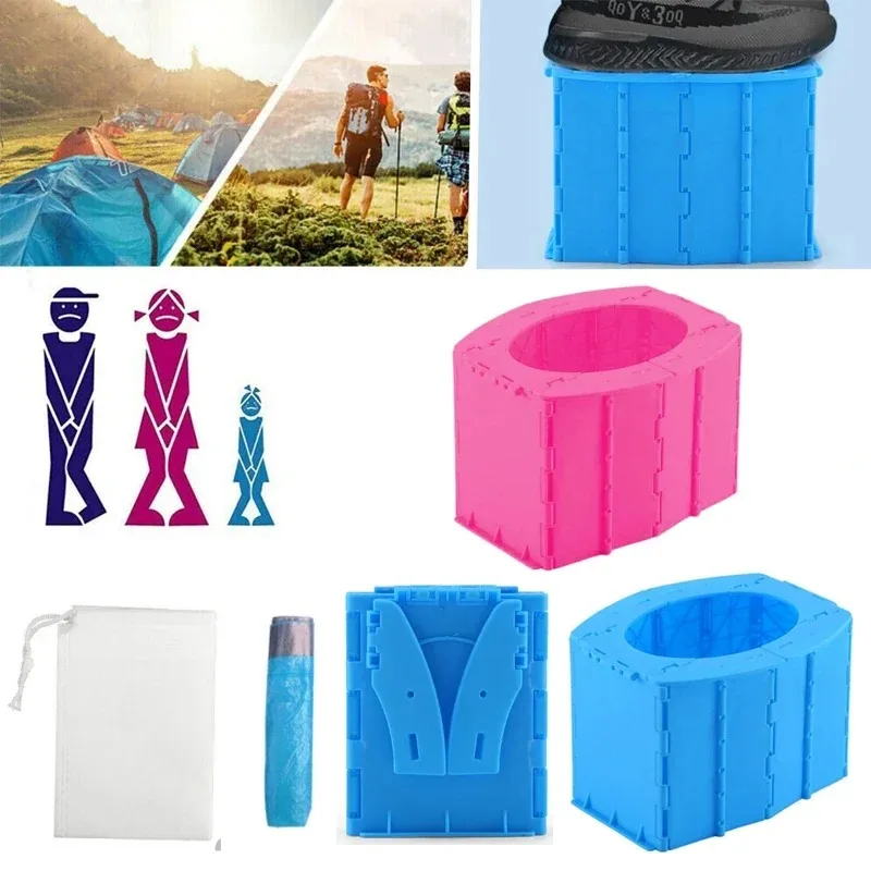 New Outdoor Portable Folding Toilet Kids Boy Girl Baby Camping Travel Emergency Toilet Vehicle Urinal with 10 Garbage Bag