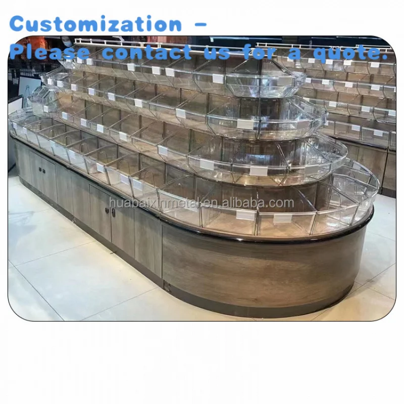 

custom.Factory Direct Convenient Steel Wood Bulk Snack Display Racks Supermarkets Warehousing Convenience Stores Grain Food