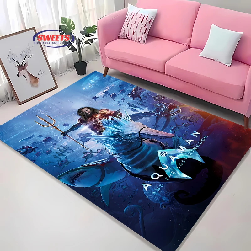 جديد إلى سجادة Aquaman الكلاسيكية DC، غرفة المعيشة، غرفة النوم، منطقة المكتب، غرفة الأطفال، حصيرة غير قابلة للانزلاق قابلة للغسل في الغسالة، هدية #2