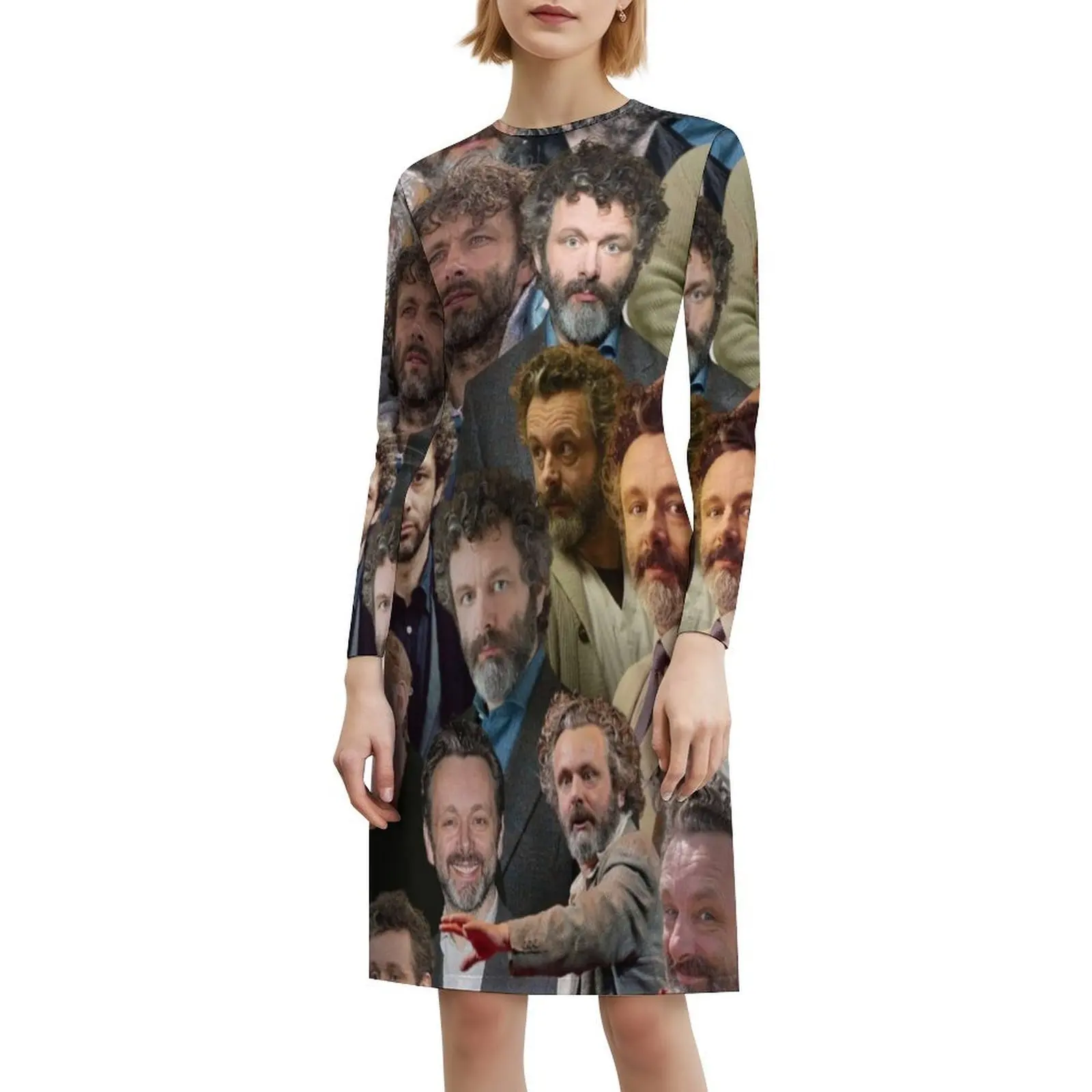 فستان مايكل شين بوهيمي بدون أكمام للنساء مطبوع عليه فساتين حفلات الشاطئ مايكل شين صور كولاج مايكل #6