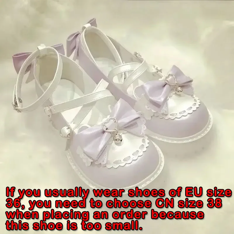 Ankle Buckle Strap Sweet Sandals Women Japanese Style Bow Kawaii Chic Round Toe Shoes Summer College Style Cute