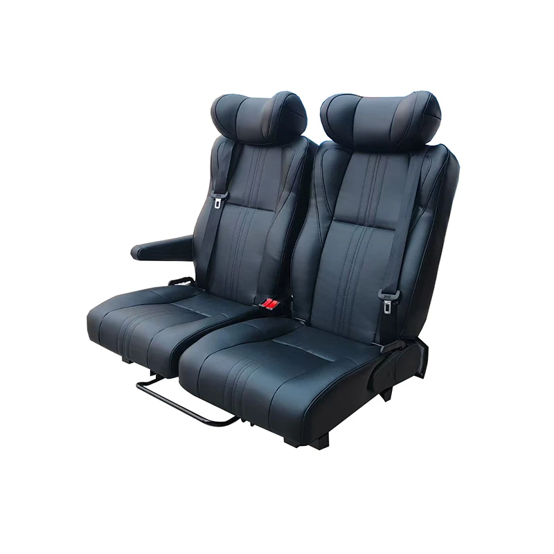 High Quality Double Person Rotatable Leather Seat With Pull Out Cushion Headrest Adjustable Interior Parts For Campervan