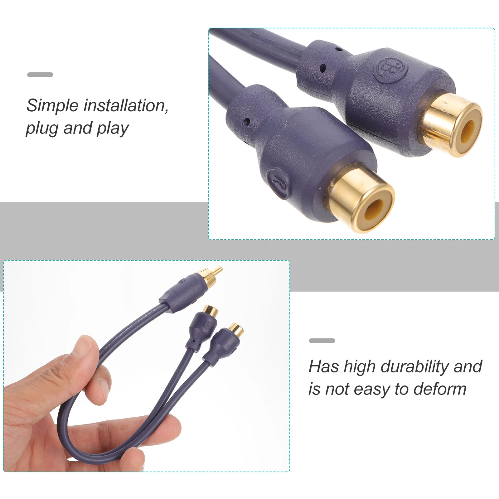 

Y Splitter Cable Audio Signal Speaker Wire For Car Sound Equipment Pure Copper Pvc Sleeve Car Audio Splitter Wire Amplifier