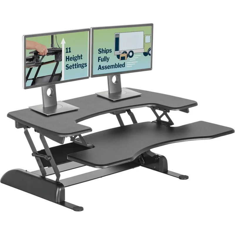 

2026 New：Pro Plus 36 - Adjustable Desk Converter with 11 Height Settings - Laptop Sit Stand Desk Riser Home Of