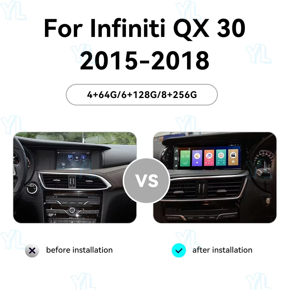 

10,25 "Carplay сенсорный экран Android 14 для Infiniti QX30 Q30 2013-2018 автомобильный стерео мультимедийный плеер автомобильный радиоприемник GPS-навигация