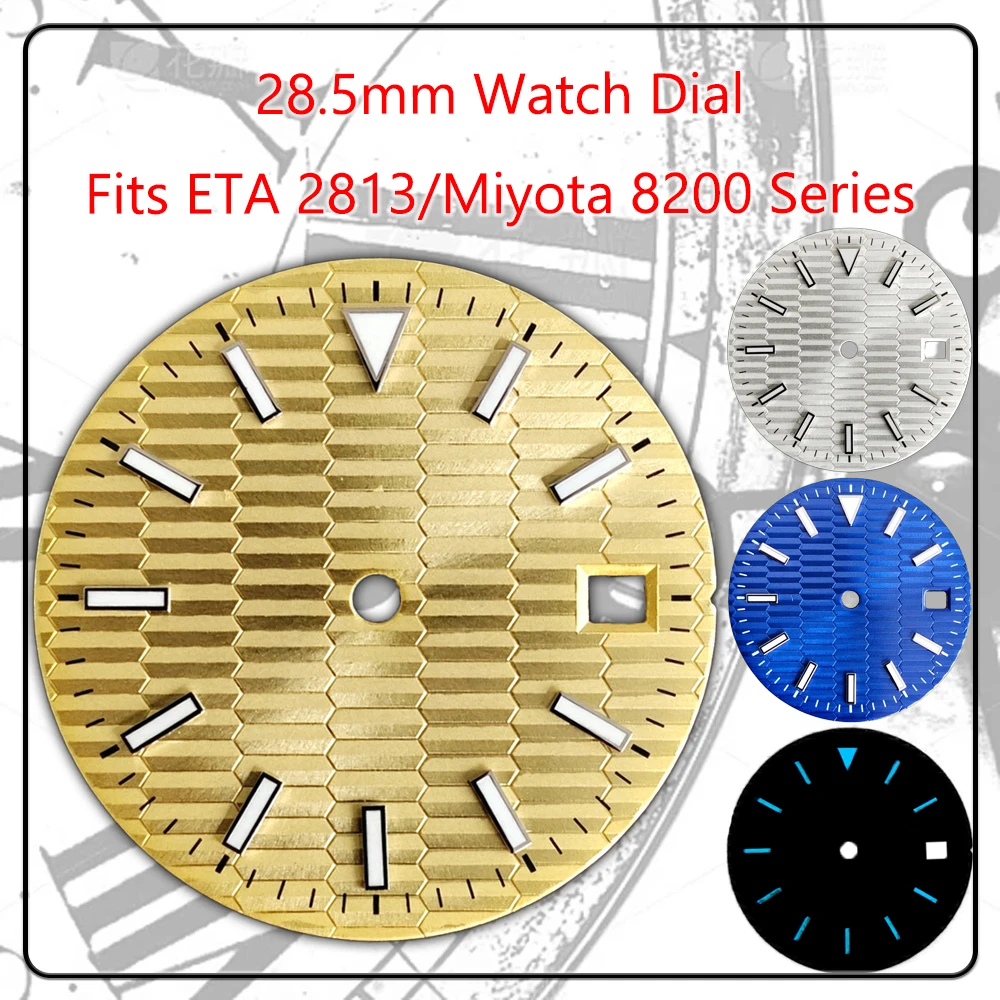 28.5mm Honeycomb Watch Dial Date Window for ETA2836 2824 Miyota 8215 Mingzhu 2813 Sterile Bar Index Mod Part Watch Accessories