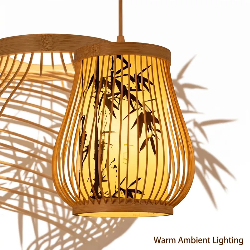 

New Chinese Bamboo Art Chandelier Creative Lantern Lamp for Homestay Hotel Restaurant Tea Room Lighting