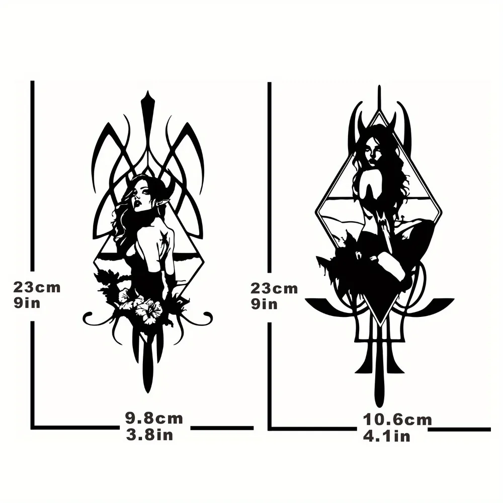 2Pcs Holographic Demon Girl Gothic Waterproof Vinyl Decals for Car Body Motorcycle Fairing Helmet