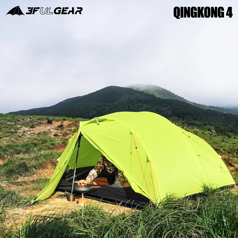 3F UL GEAR Qingkong 4 Person 3-4 Season 15D Camping Tent Outdoor Ultralight Hiking Backpacking Hunting Waterproof  QingKong4